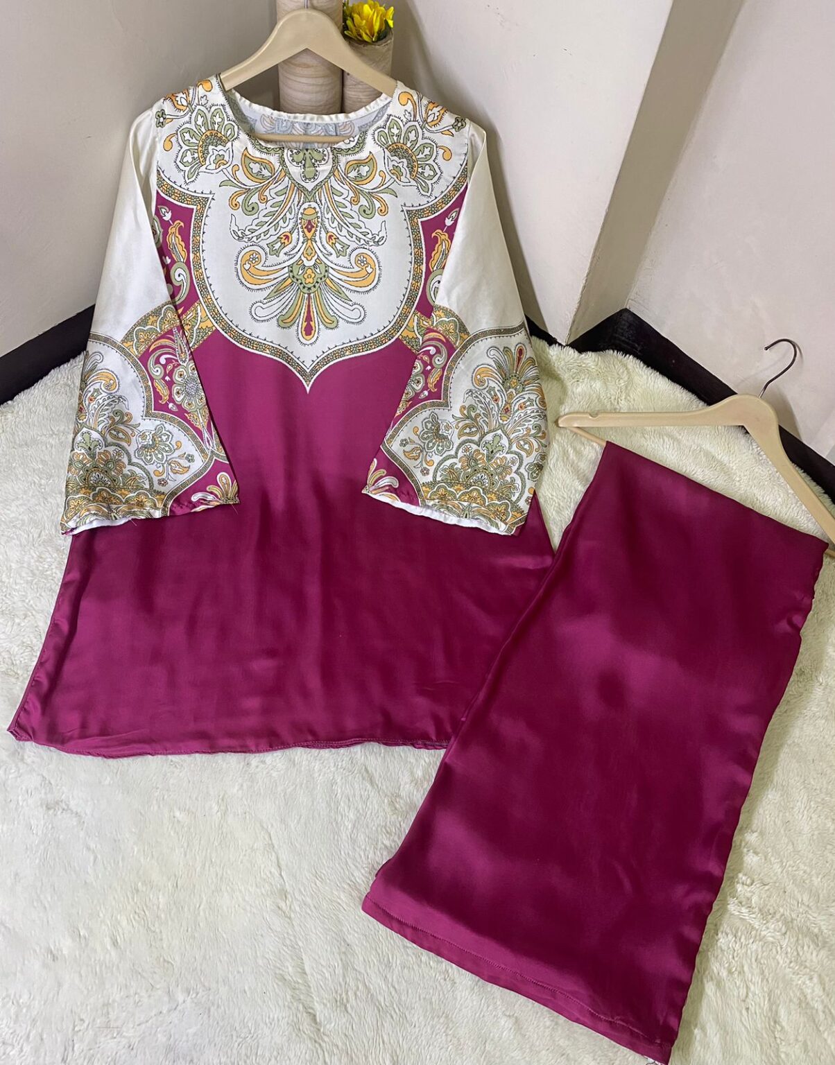 2pcs Digital Printed Cord Set for Girls & Women Shamoze Silk