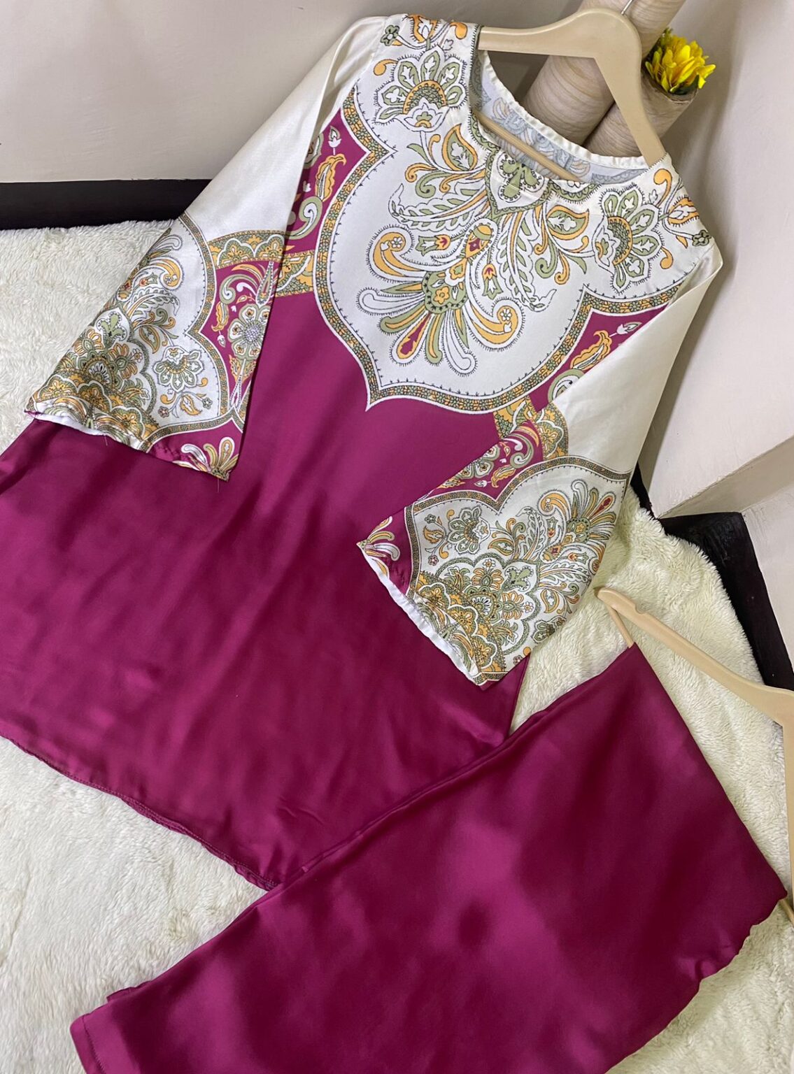 2pcs Digital Printed Cord Set for Girls & Women Shamoze Silk
