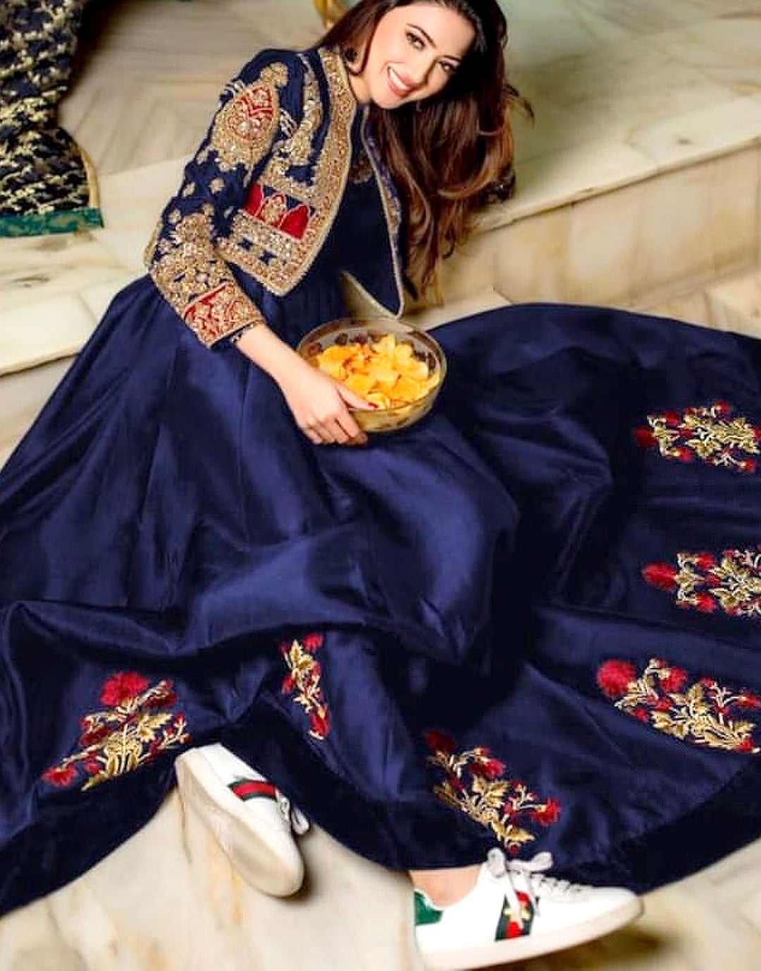 Embroidery Bunch Maxi With Emb Separate Koti 2Pcs
